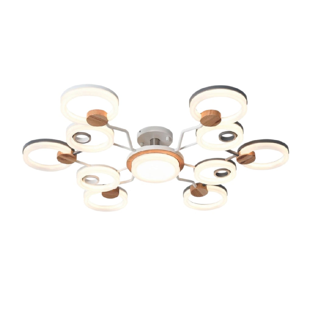 **Moderne Plafondlamp met LED en Houten Accenten**