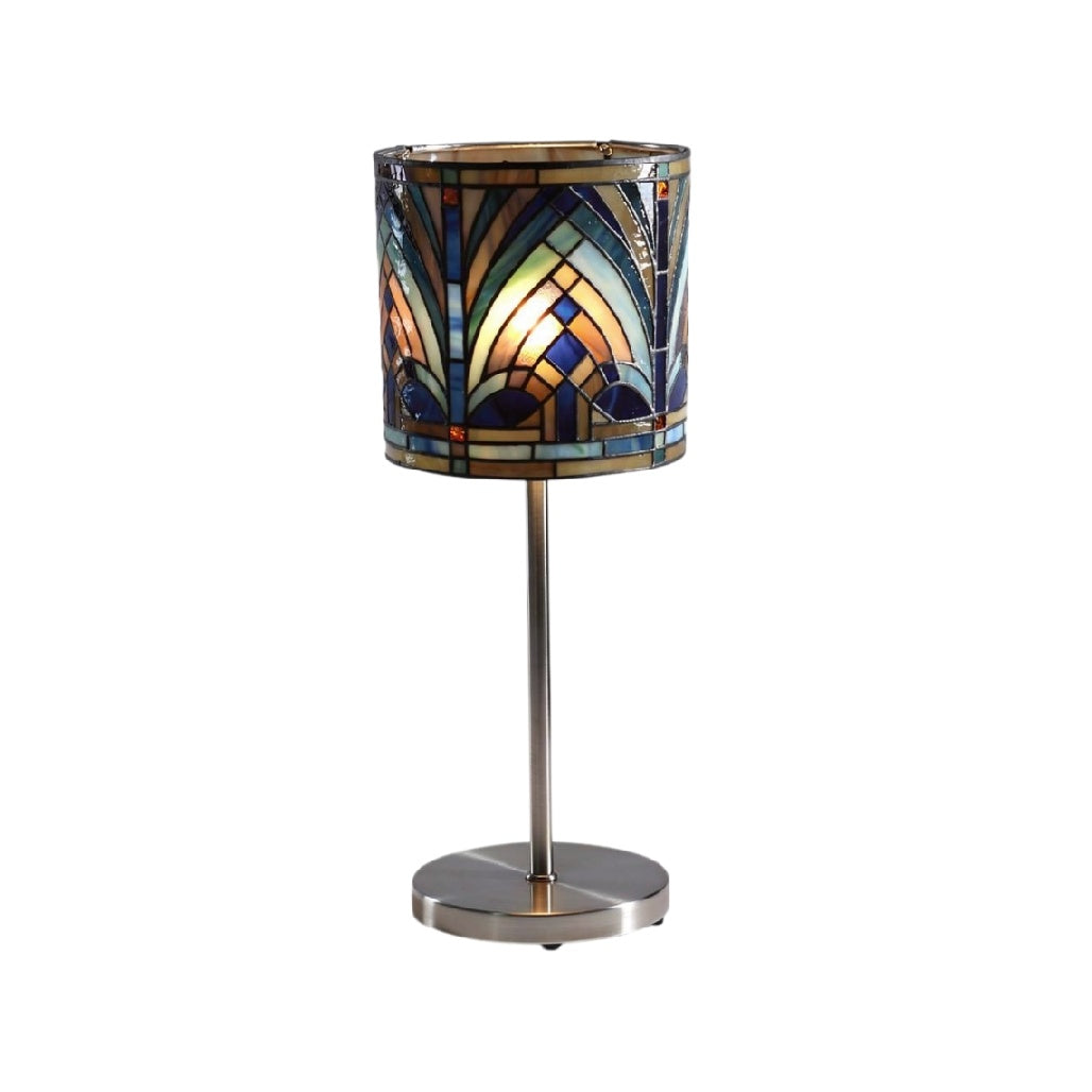 **Tafellamp van geslepen glas met geometrisch ontwerp**