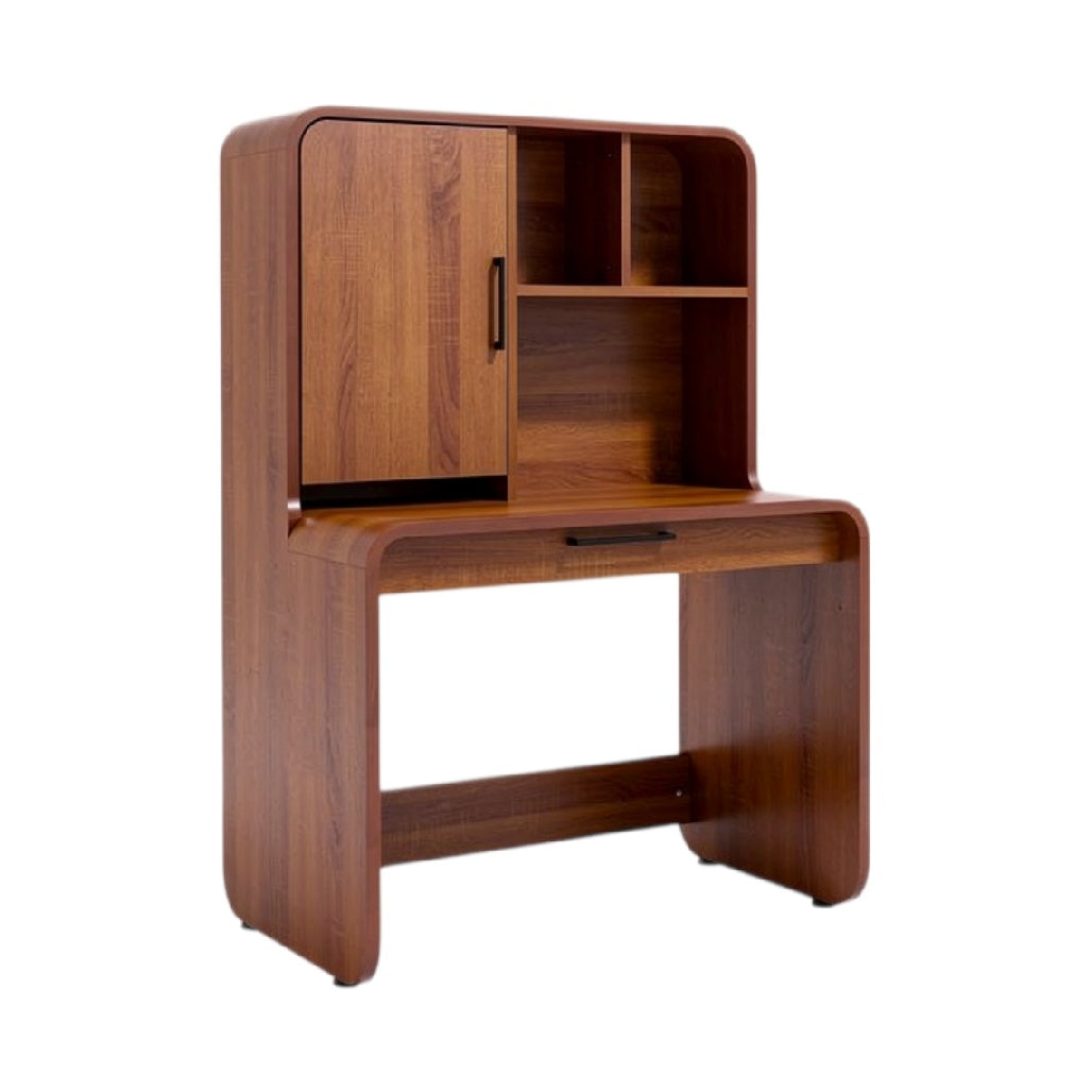 Titel in het Nederlands: **Moderne Houten Bureau met Opbergruimte**